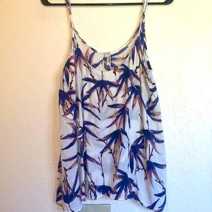 Free People cream and blue floral flowy tank size M